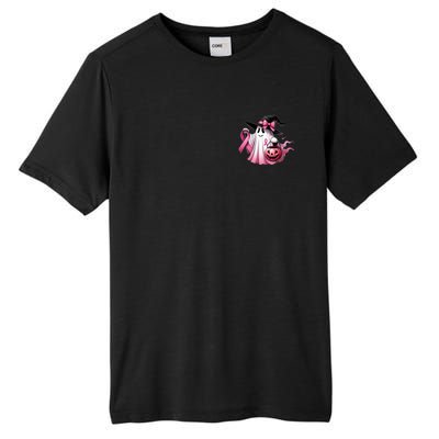 In October We Wear Pink Ghost Trick Or Treat Breast Cancer Front And Back Tall Fusion ChromaSoft Performance T-Shirt