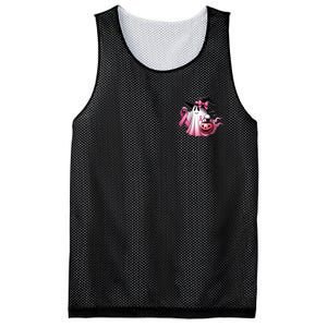 In October We Wear Pink Ghost Trick Or Treat Breast Cancer Front And Back Mesh Reversible Basketball Jersey Tank