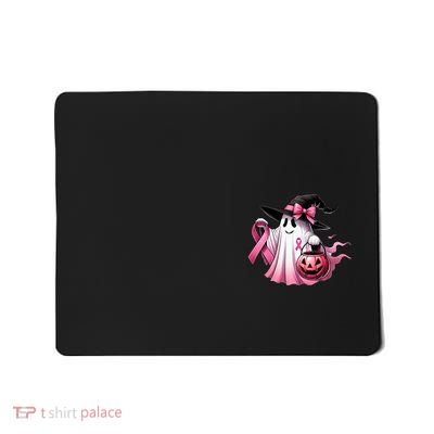 In October We Wear Pink Ghost Trick Or Treat Breast Cancer Front And Back Mousepad