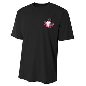 In October We Wear Pink Ghost Trick Or Treat Breast Cancer Front And Back Performance Sprint T-Shirt