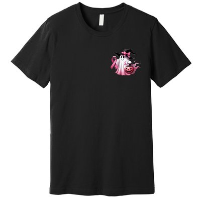 In October We Wear Pink Ghost Trick Or Treat Breast Cancer Front And Back Premium T-Shirt