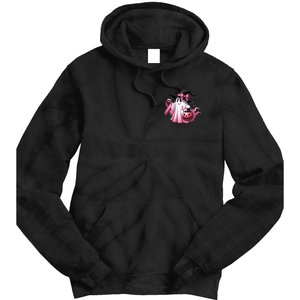 In October We Wear Pink Ghost Trick Or Treat Breast Cancer Front And Back Tie Dye Hoodie