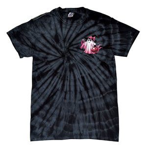 In October We Wear Pink Ghost Trick Or Treat Breast Cancer Front And Back Tie-Dye T-Shirt