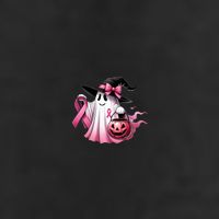 In October We Wear Pink Ghost Trick Or Treat Breast Cancer Front And Back Trucker Hat