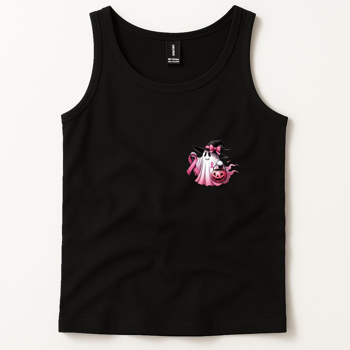 In October We Wear Pink Ghost Trick Or Treat Breast Cancer Front And Back Tank Top