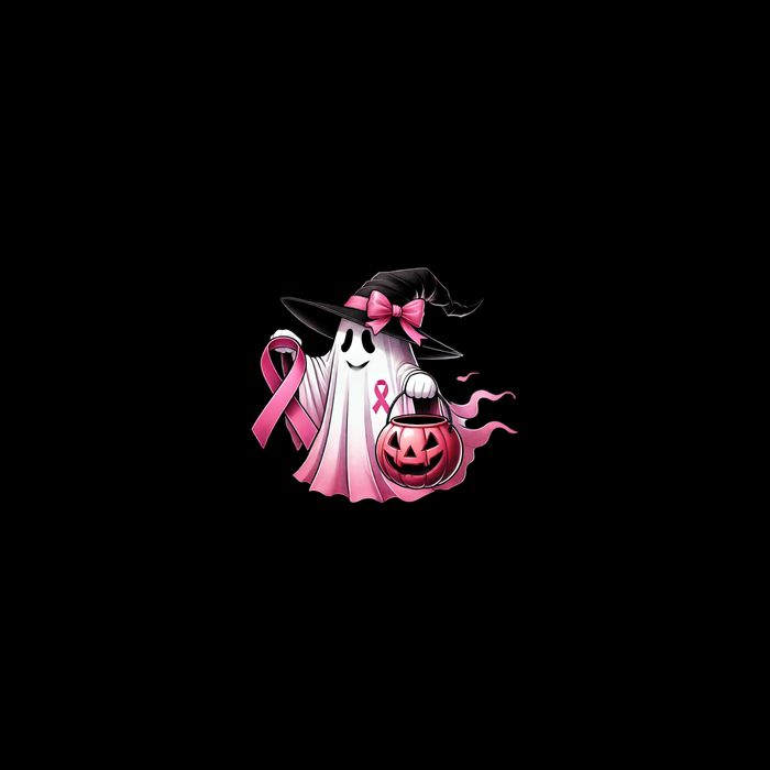 In October We Wear Pink Ghost Trick Or Treat Breast Cancer Front And Back Tank Top