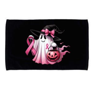 In October We Wear Pink Ghost Trick Or Treat Breast Cancer Front And Back Microfiber Hand Towel