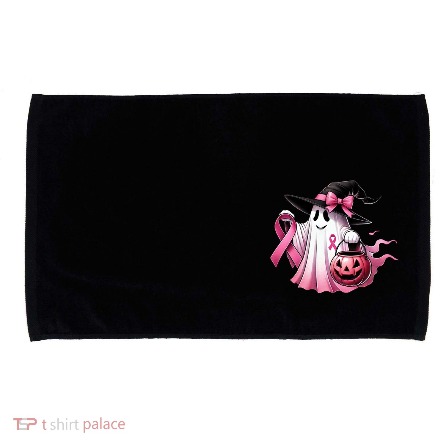In October We Wear Pink Ghost Trick Or Treat Breast Cancer Front And Back Microfiber Hand Towel