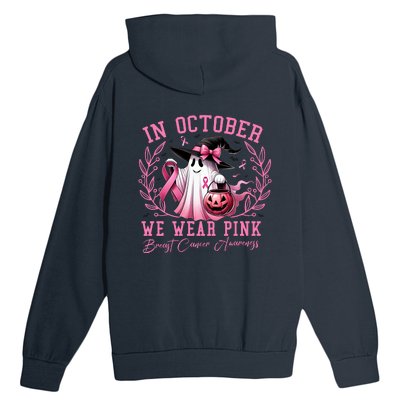 In October We Wear Pink Ghost Trick Or Treat Breast Cancer Front And Back Urban Pullover Hoodie