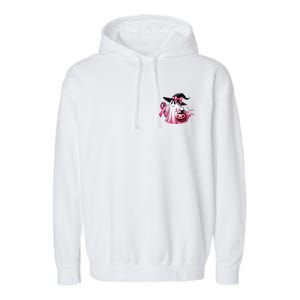 In October We Wear Pink Ghost Trick Or Treat Breast Cancer Front And Back Garment-Dyed Fleece Hoodie