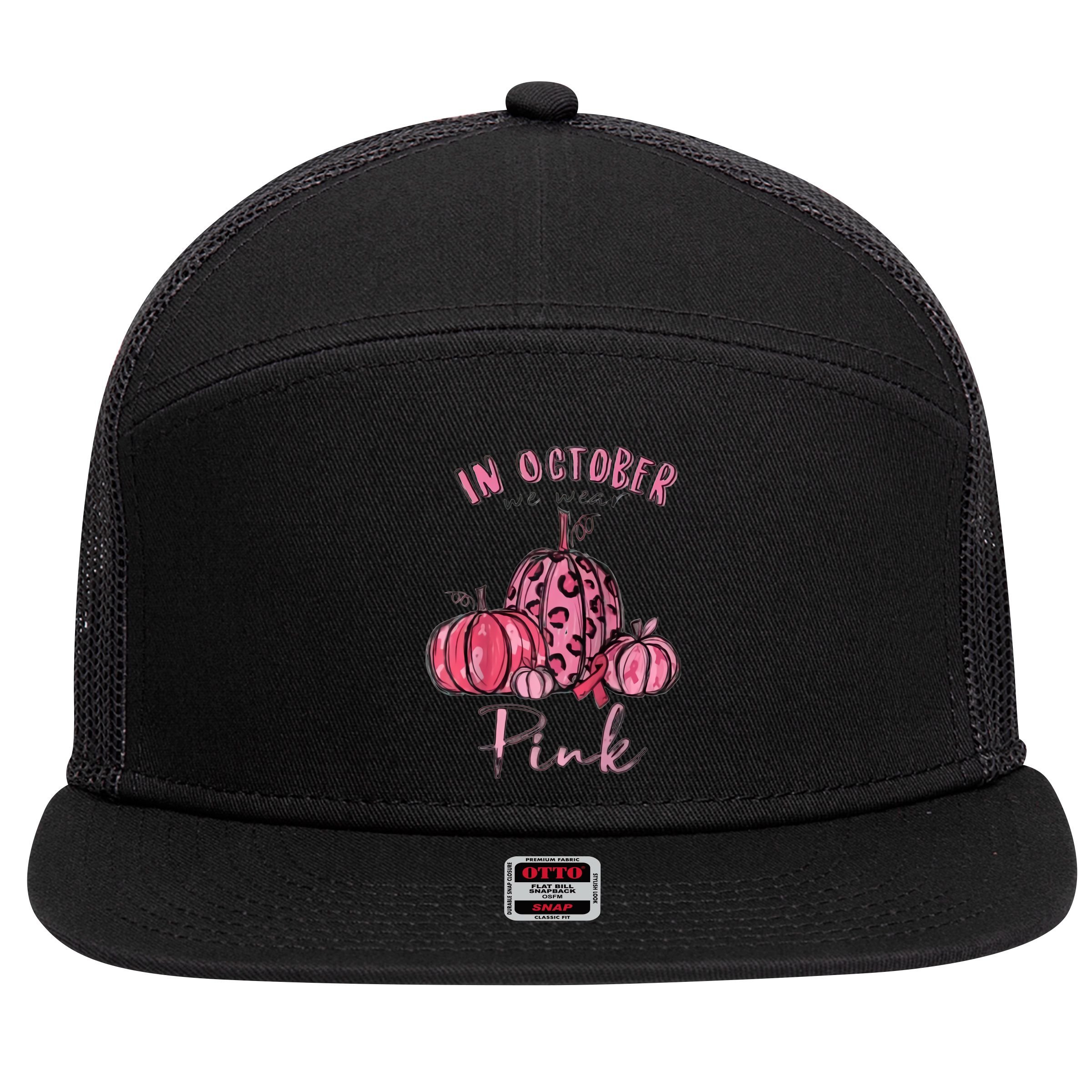 In October We Wear Pink 7 Panel Mesh Trucker Snapback Hat