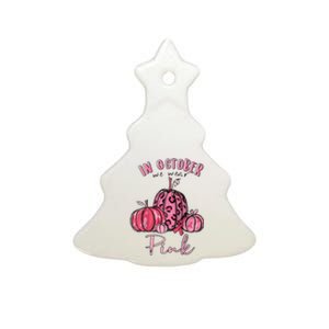 In October We Wear Pink Ceramic Tree Ornament