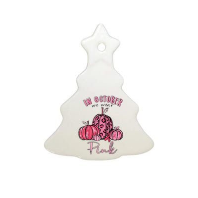 In October We Wear Pink Ceramic Tree Ornament