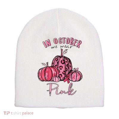 In October We Wear Pink Short Acrylic Beanie