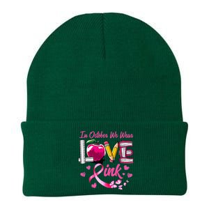 In October We Wear Pink LOVE Breast Cancer Awareness Teacher Knit Cap Winter Beanie