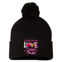 In October We Wear Pink LOVE Breast Cancer Awareness Teacher Pom Pom 12in Knit Beanie