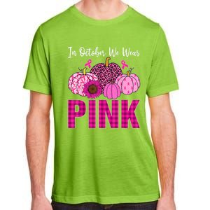 In October We Wear Pink Ribbon Leopard Pumpkin Breast Cancer Adult ChromaSoft Performance T-Shirt