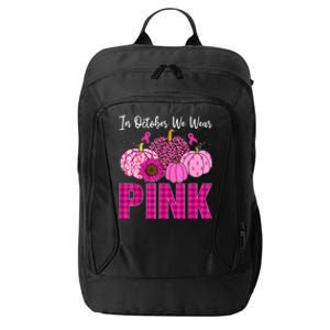 In October We Wear Pink Ribbon Leopard Pumpkin Breast Cancer City Backpack