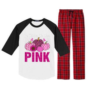 In October We Wear Pink Ribbon Leopard Pumpkin Breast Cancer Raglan Sleeve Pajama Set