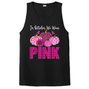 In October We Wear Pink Ribbon Leopard Pumpkin Breast Cancer PosiCharge Competitor Tank