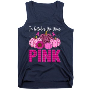 In October We Wear Pink Ribbon Leopard Pumpkin Breast Cancer Tank Top