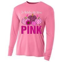 In October We Wear Pink Ribbon Leopard Pumpkin Breast Cancer Cooling Performance Long Sleeve Crew