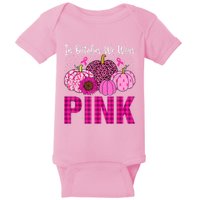 In October We Wear Pink Ribbon Leopard Pumpkin Breast Cancer Baby Bodysuit