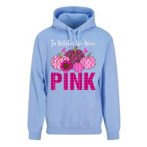 In October We Wear Pink Ribbon Leopard Pumpkin Breast Cancer Unisex Surf Hoodie