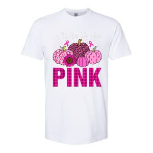 In October We Wear Pink Ribbon Leopard Pumpkin Breast Cancer Softstyle CVC T-Shirt