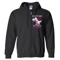 In October We Wear P.Ink Breast Cancer Awareness Gift Full Zip Hoodie