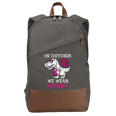 In October We Wear P.Ink Breast Cancer Awareness Gift Cotton Canvas Backpack