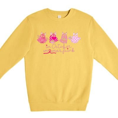 In October We Wear Pin.K Ghost Breast Cancer Awareness Premium Crewneck Sweatshirt