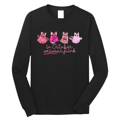 In October We Wear Pin.K Ghost Breast Cancer Awareness Long Sleeve Shirt