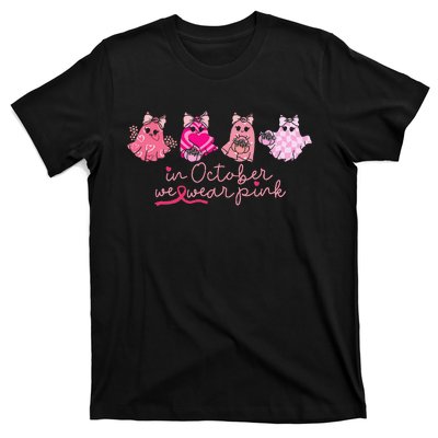 In October We Wear Pin.K Ghost Breast Cancer Awareness T-Shirt