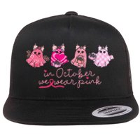 In October We Wear Pin.K Ghost Breast Cancer Awareness Flat Bill Trucker Hat