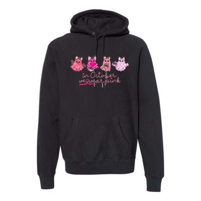 In October We Wear Pin.K Ghost Breast Cancer Awareness Premium Hoodie