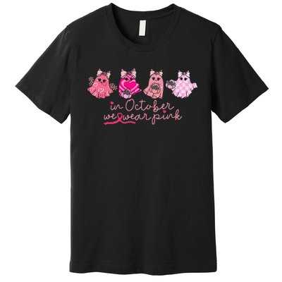 In October We Wear Pin.K Ghost Breast Cancer Awareness Premium T-Shirt