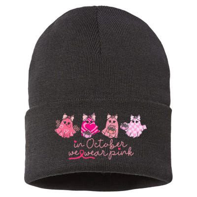 In October We Wear Pin.K Ghost Breast Cancer Awareness Sustainable Knit Beanie