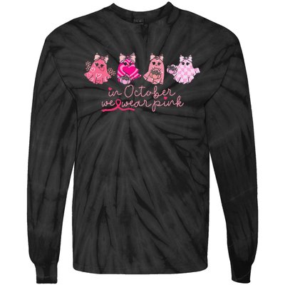 In October We Wear Pin.K Ghost Breast Cancer Awareness Tie-Dye Long Sleeve Shirt