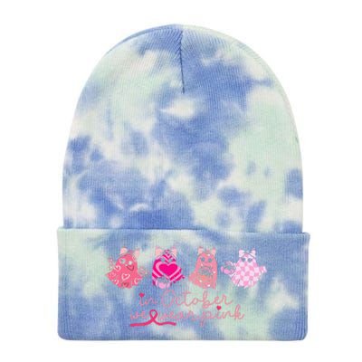 In October We Wear Pin.K Ghost Breast Cancer Awareness Tie Dye 12in Knit Beanie