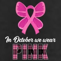 In October We Wear Pink Plaid Ribbon 7 Panel Mesh Trucker Snapback Hat