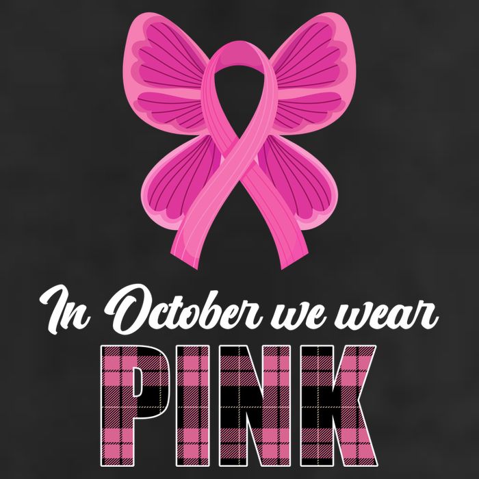 In October We Wear Pink Plaid Ribbon 7 Panel Mesh Trucker Snapback Hat