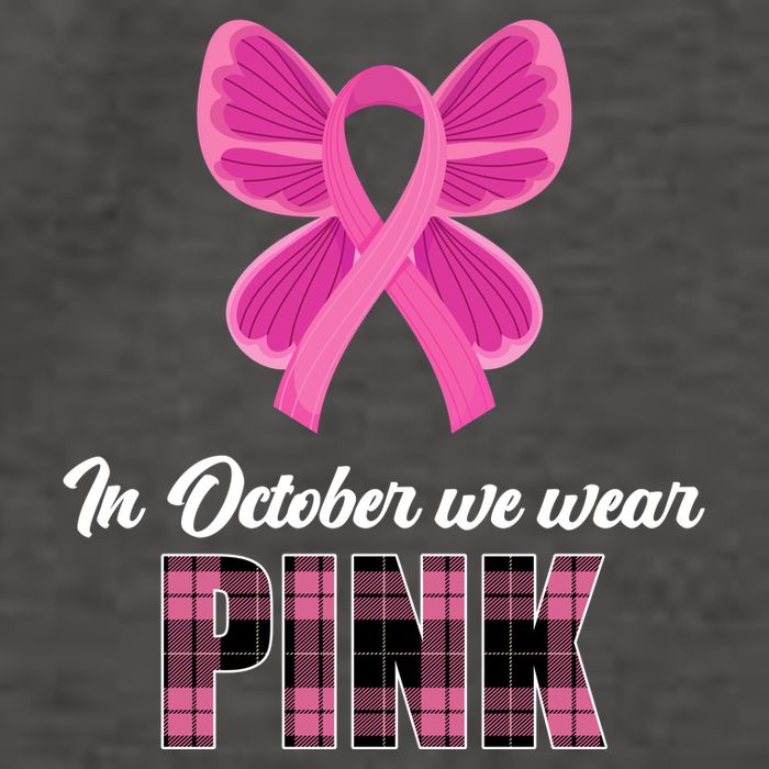 In October We Wear Pink Plaid Ribbon Vector Backpack