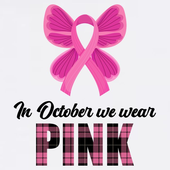 In October We Wear Pink Plaid Ribbon 11oz C Handle Ceramic Mug
