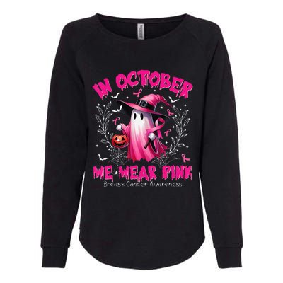 In October We Wear P.Ink Ghost Witch Breast Cancer Awareness Gift Womens California Wash Sweatshirt