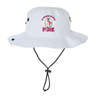 In October We Wear Breast Cancer Groovy Ghost Halloween Legacy Cool Fit Booney Bucket Hat