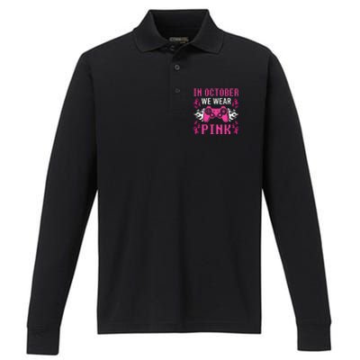 In October We Wear Pink Breast Cancer Gaming Performance Long Sleeve Polo