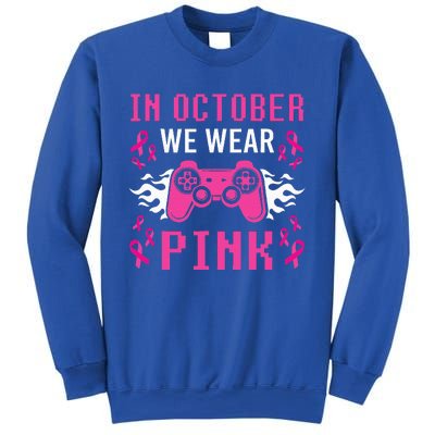 In October We Wear Pink Breast Cancer Gaming Sweatshirt