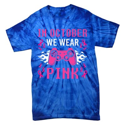 In October We Wear Pink Breast Cancer Gaming Tie-Dye T-Shirt