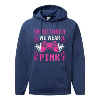 In October We Wear Pink Breast Cancer Gaming Performance Fleece Hoodie